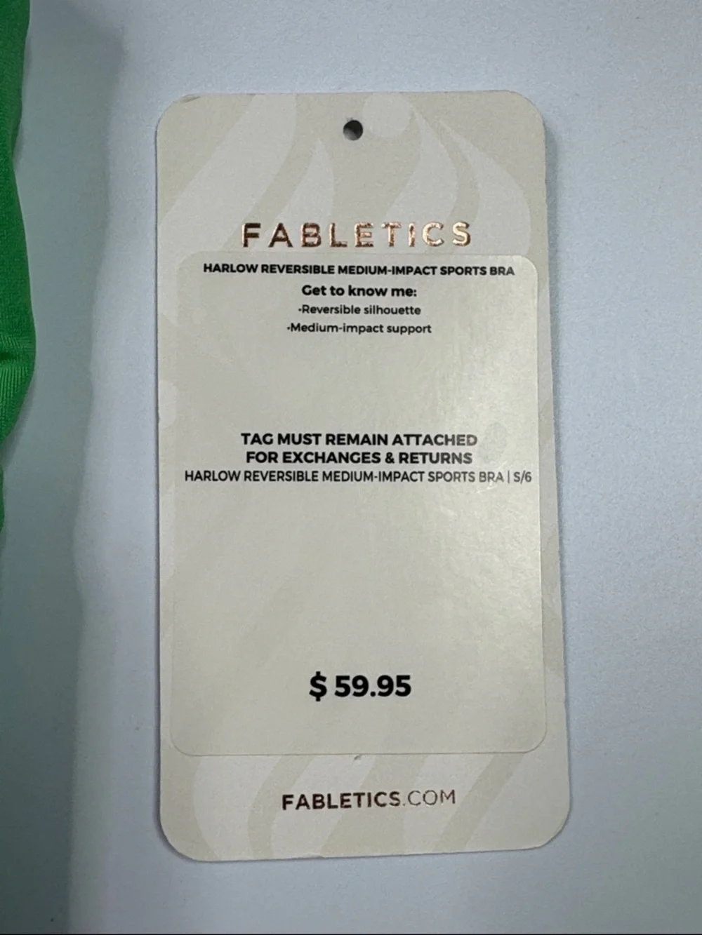 Fabletics Harlow Reversible Medium Impact Sports Bra Green Blue Size Small
